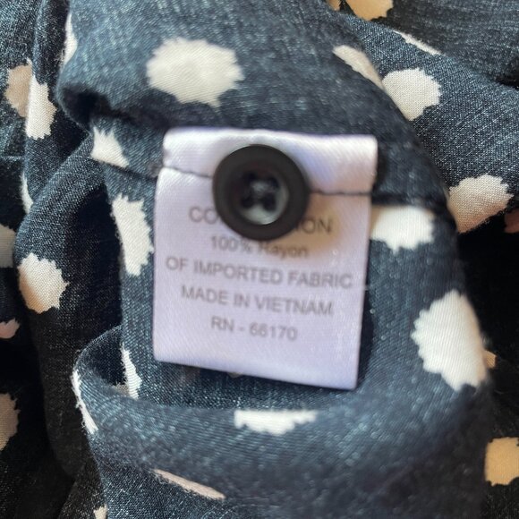 Anthropologie Maeve Polka Dot Blouse Pleats Black Size S 3/4 sleeves - Picture 8 of 8